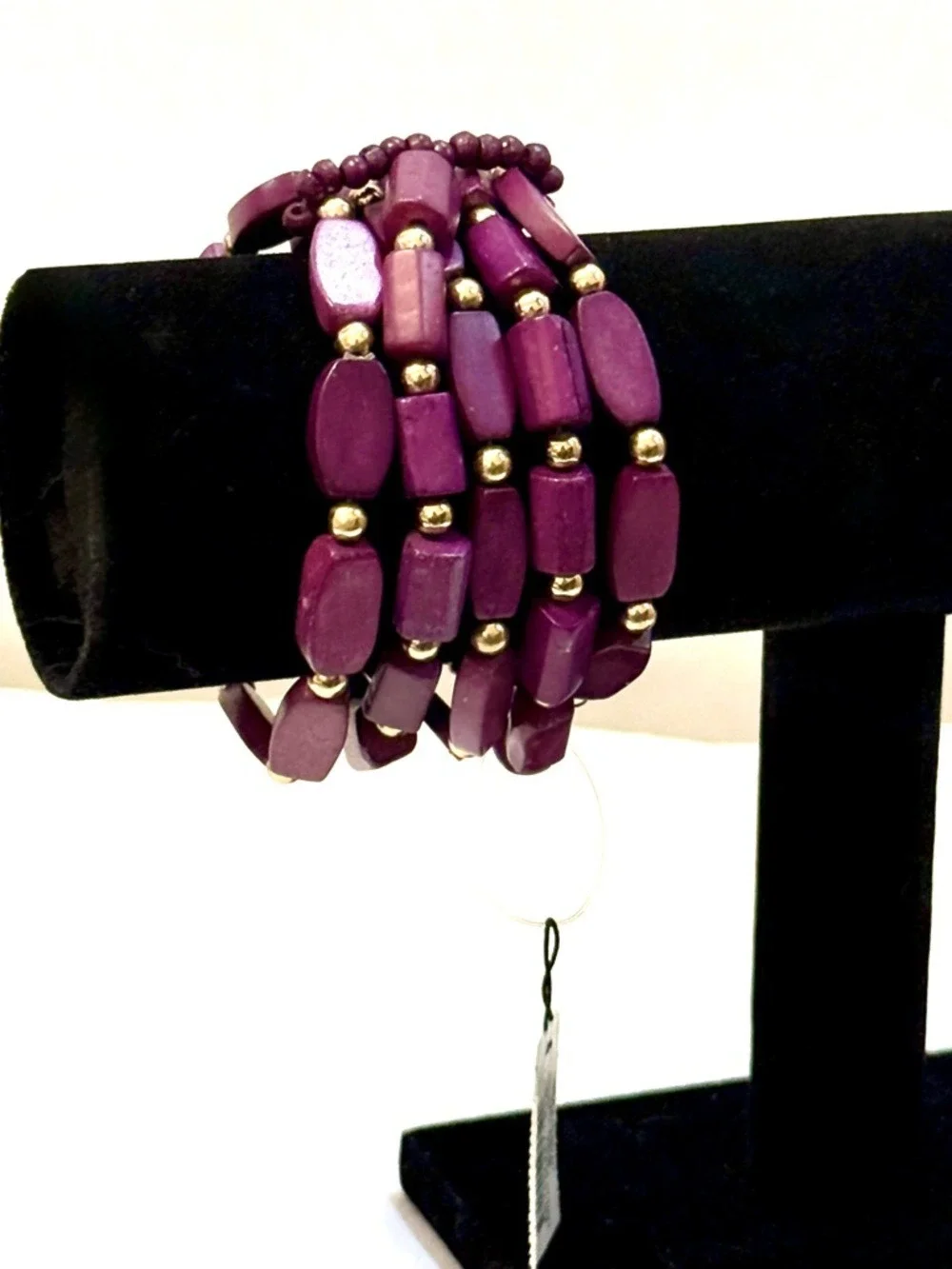 CHICO'S Plumb Purple Beaded Stretch Bracelet Set NWT